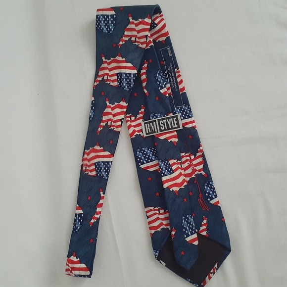 RM Style "USA with Flag" Silk Neck Tie Vintage 1999 Ralph Martin & Co 32629 Rare - Picture 4 of 10
